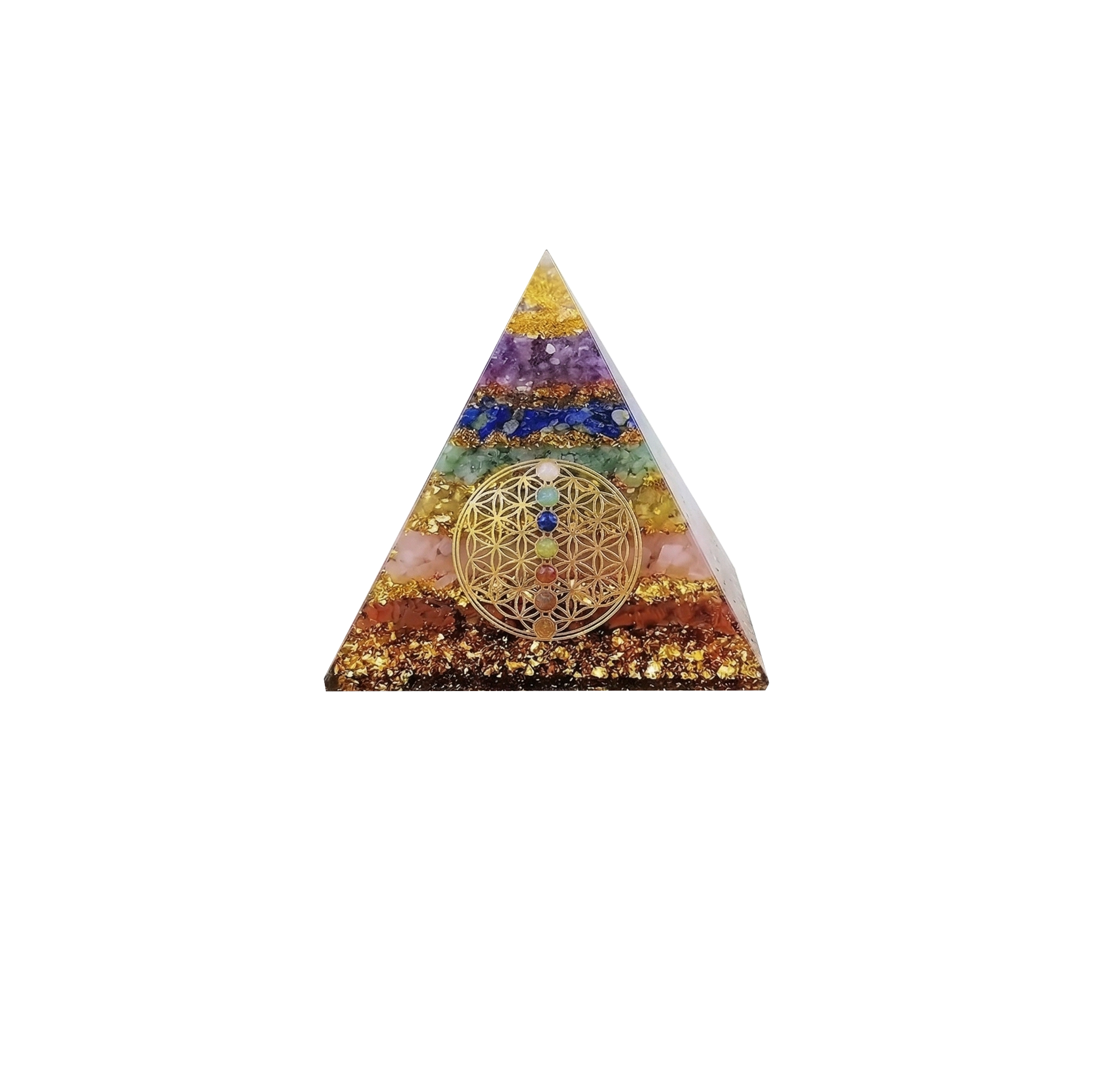 7-Layer Chakra Flower of Life Orgone Pyramid – Crystal Energy Decor