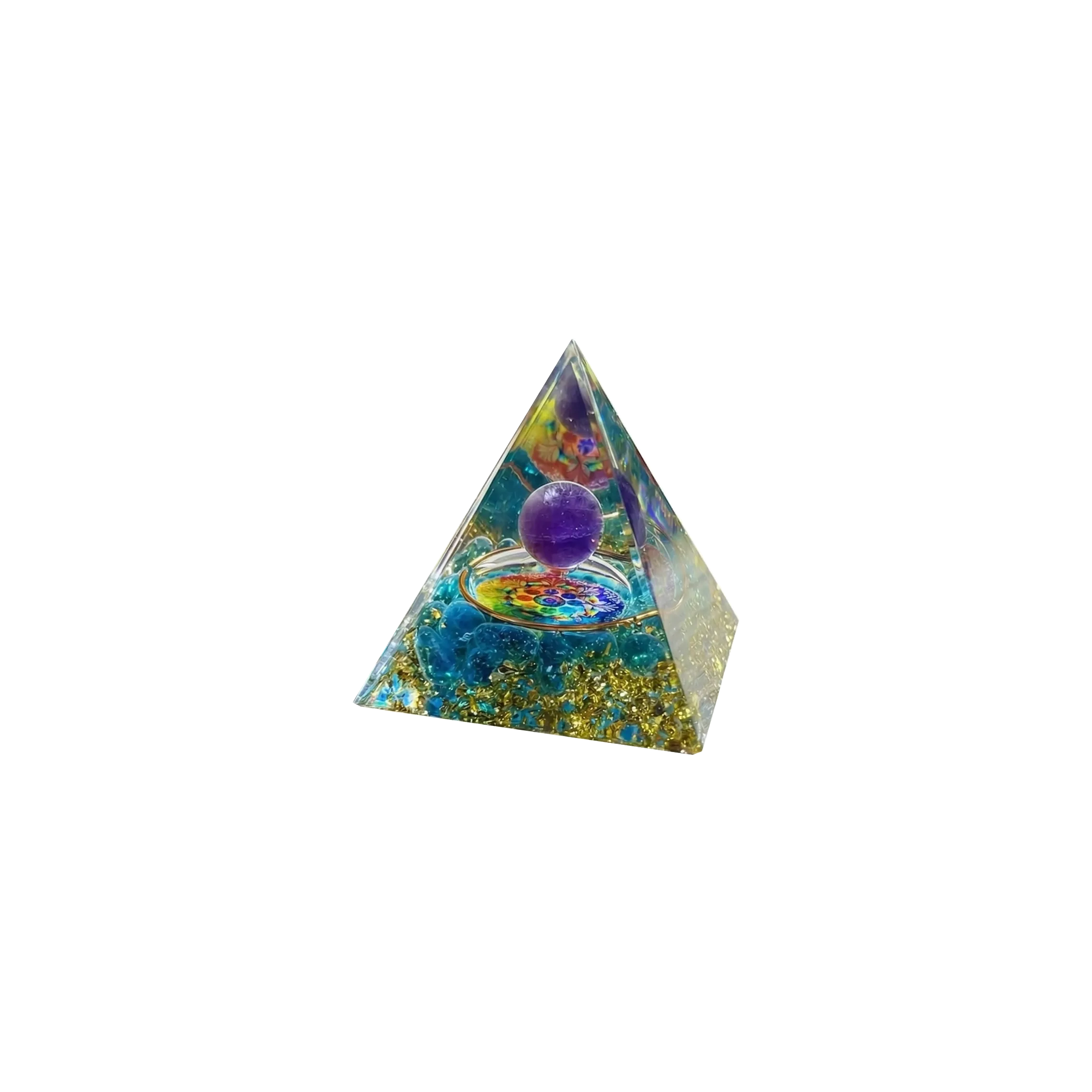 8pcs Orgone Pyramid Set - Amethyst Mandala