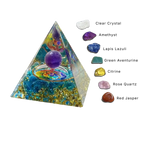8pcs Orgone Pyramid Set with 7 Chakra Stones