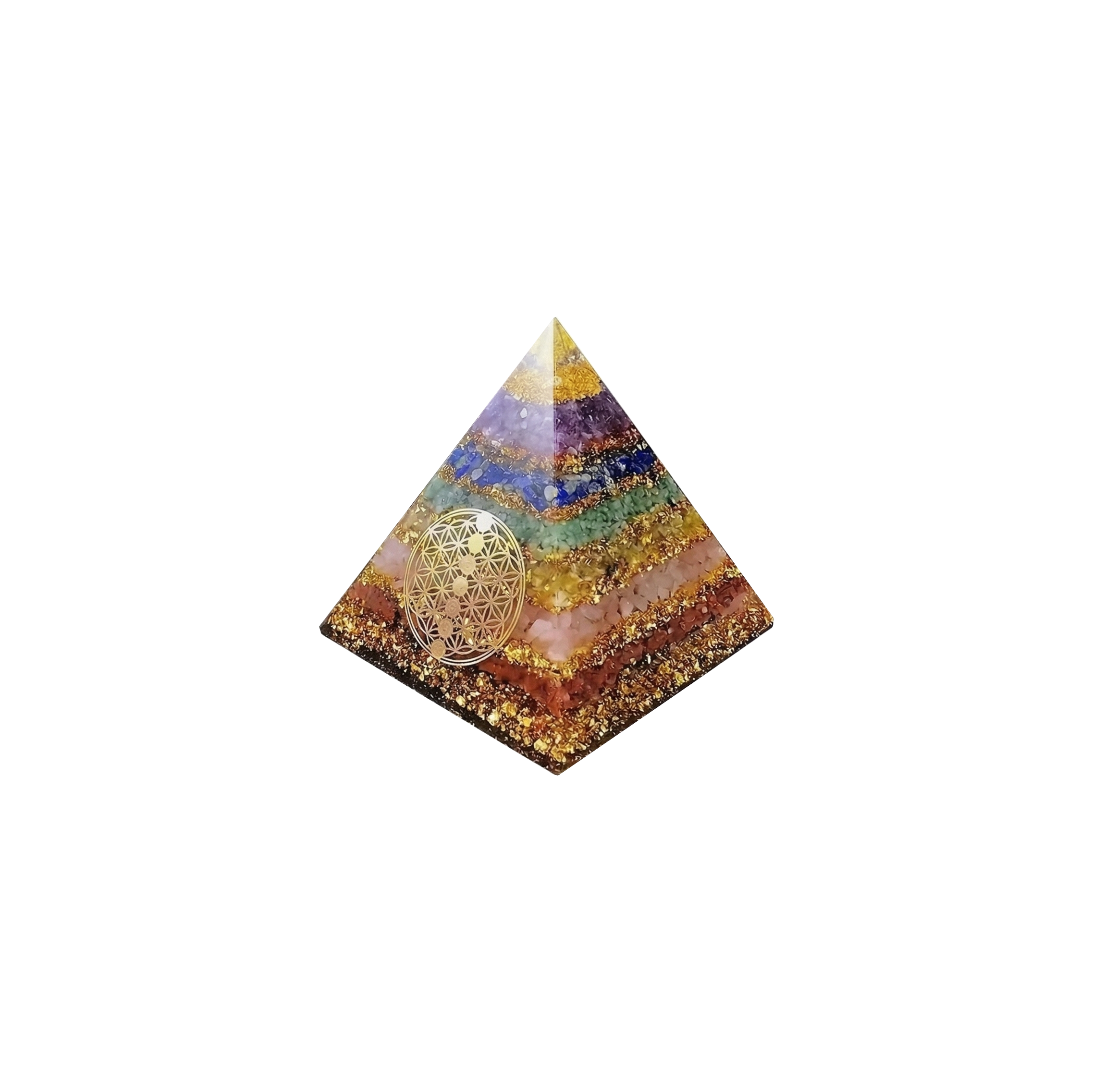 7-Layer Chakra Flower of Life Orgone Pyramid – Crystal Energy Decor