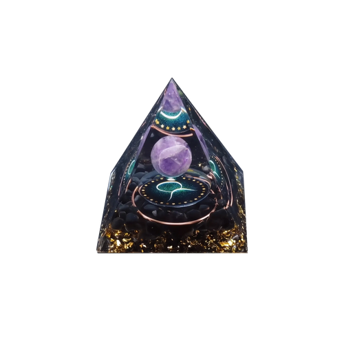 Aquarius Constellation Orgone Pyramid - Front View
